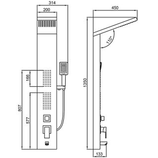 Душевая панель Frap F24005-6 с гидромассажем черный матовый