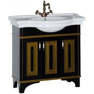 Тумба под раковину Aquanet Валенса 180042 90 см черный краколет/золото