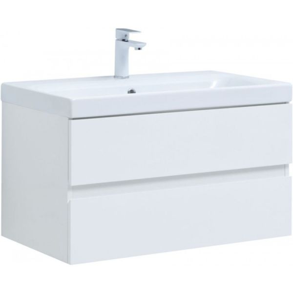 Тумба под раковину Aquanet Беркли 302351 80 см белый глянец
