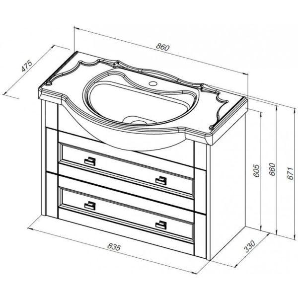 Тумба под раковину Aquanet Монте 303998 85 см белый матовый