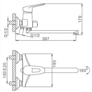 Смеситель для ванны и душа Frap F2207 хром