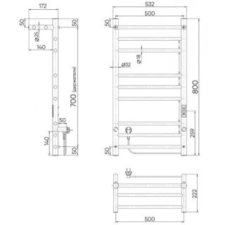 Полотенцесушитель электрический Indigo Line Trinity LСLTE80-50PRt с полкой 80x50 см хром