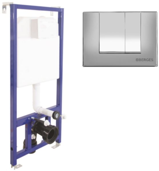 Инсталляция для унитаза Berges Novum S3 с кнопкой хром глянец 040243