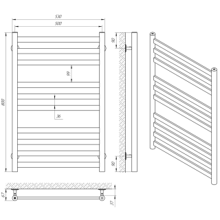 Полотенцесушитель водяной Indigo Slim LSLW80-50GDK3 80x50 см золото