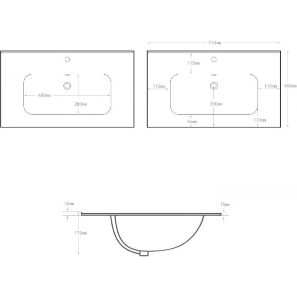 Раковина Aquanet Flat 329254 70 см чёрный матовый