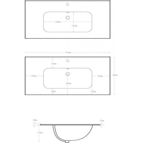 Раковина Aquanet Flat 329256 90 см чёрный матовый