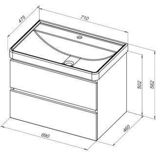 Тумба под раковину Aquanet Вега 2.0 337954 70 см чёрный