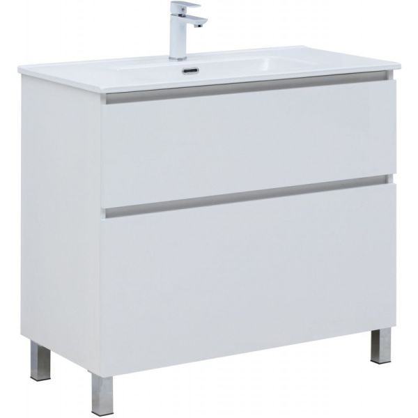 Тумба под раковину Aquanet Вега 344124 90 см белый глянец