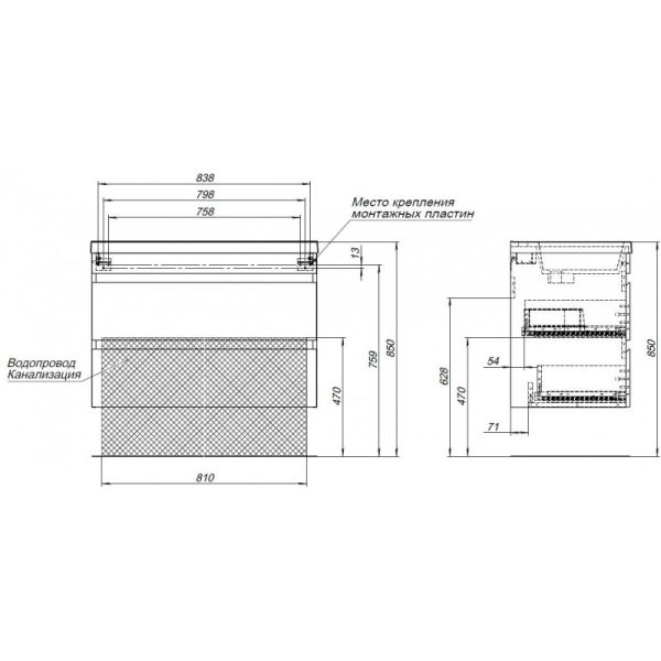 Тумба под раковину Aquanet Нота New 334193 90 см дуб веллингтон табак