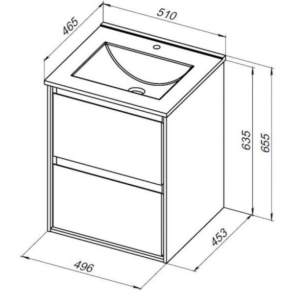 Тумба под раковину Aquanet Милан 336381 50 см дуб светлый