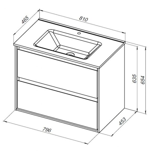 Тумба под раковину Aquanet Милан 336384 80 см дуб светлый