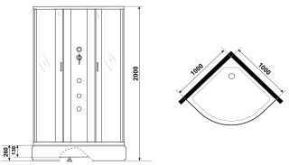 Душевая кабина Niagara NG-3502-14BKG с гидромассажем 100x100см серебро/тонированное