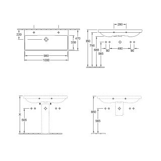 Раковина Villeroy  Boch Avento 4156A501 100 см