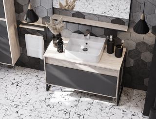 Тумба под раковину Акватон Лофт Урбан 100см дуб орегон/серый графит 1A247701LQX60