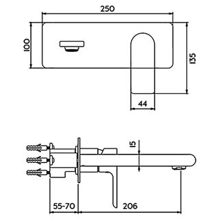 Встраиваемый смеситель для раковины Gappo G1099-21 сатин