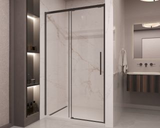 Душевая дверь Vincea Stella VDS-1ST110CLB, 1100, черный, стекло прозрачное