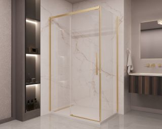 Душевой уголок Vincea Stella VSR-1ST9011CLG, 1100*900, брашированное золото, стекло прозрачное