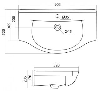 Мебельная раковина Santek Эльбрус 1WH110790 90см белый