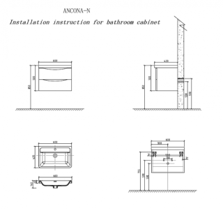 Тумба под раковину BelBagno подвесная 60x45см Bianco Lucido ANCONA-N-600-2C-SO-BL