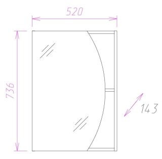 Шкаф-зеркало Onika Дуэт 205207 52см венге