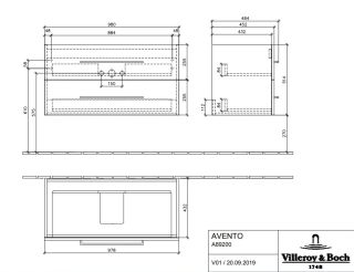Тумба под раковину Villeroy Boch Avento A89200B4 подвесная