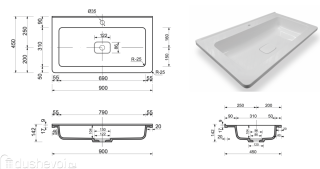 Раковина Эстет Каре Люкс ФР-00015152 90см белый