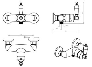 Смеситель для душа Boheme Vogue хром Murano, фиолетовое_Комплект хром