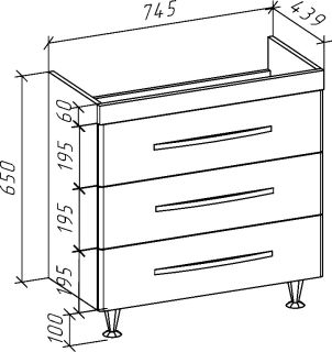 Тумба под раковину Bellezza Рокко 80см белый 00000010168
