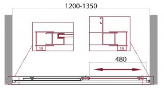 Душевая дверь, хром BelBagno UNIQUE-BF-1-120/135-C-Cr
