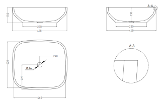 Накладная раковина Salini Gloria 08 S-Stone 1102208MRH 50см RAL снаружи