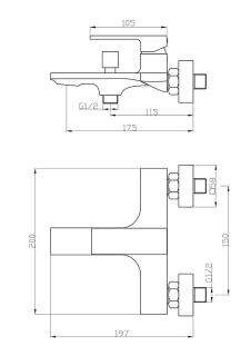 Смеситель для ванны/душа Orange Lutz M04-100b матовый черный