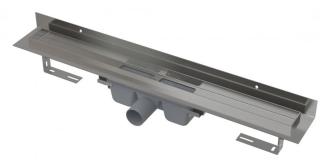 Душевой лоток AlcaPlast с порогами для цельной решетки и фиксированным воротником к стене 55см хром APZ16-550