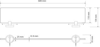 Полка стеклянная Sapho X-Round чёрный XB600