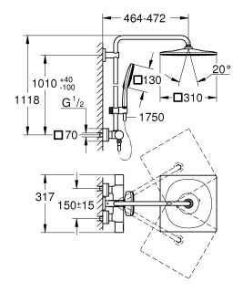 Душевая система Grohe Rainshower SmartActive 26649000 хром