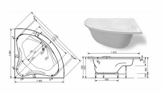 Ванна из литьевого мрамора Эстет Avrora silk ФР-00014520 140см белый матовый