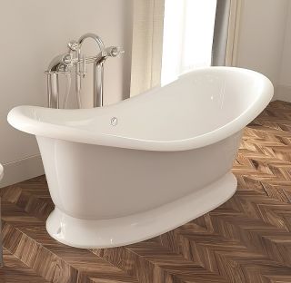 Ванна из литьевого мрамора Эстет Boston silk ФР-00014526 с литым подиумом 180x74см белый матовый