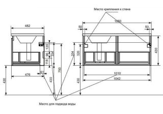 Подвесная тумба с раковиной Эстет Dallas Luxe ФР-00009679 П 105см длинный ящик белый