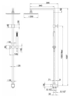 Душевая стойка Paini RSQ4 50CR191ARQ3P3 лейка Aversa хром