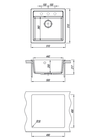 Кухонная мойка Florentina Липси 510 чёрный