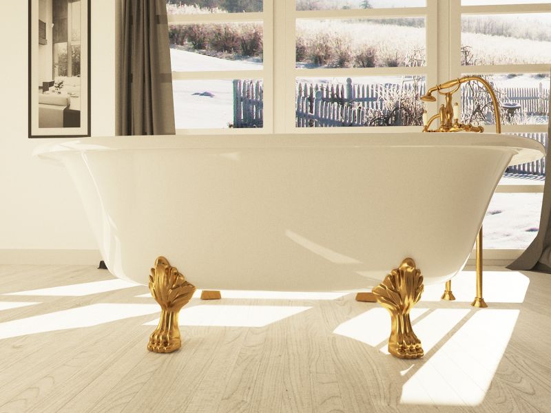 Ванна из искусственного камня AquaStone Оливия 180x90см ножки бронза