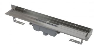 Душевой лоток AlcaPlast с порогами для цельной решетки с воротником к стене 115см хром APZ1016-1150