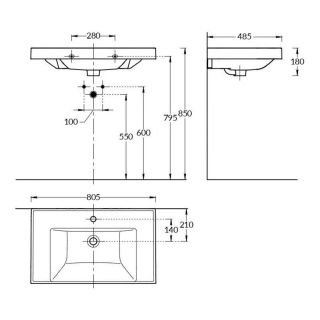 Тумба под раковину La Fenice Cubo FNC-01-CUB-G-80-2  77.6 см
