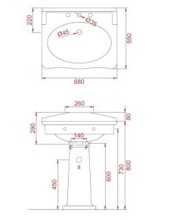 Раковина ArtCeram HERMITAGE HEL002 01 00*1 белая 68 см