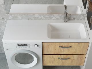 Раковина над стиральной машиной Madera Kamilla правая 130см белый 4627173210584