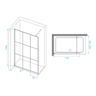 Душевая перегородка RGW Walk In WA-111B 120см чёрный 411011112-84