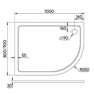 Душевой поддон из искусственного камня Veconi Tezeo 100x90 L TZ11L-10090A-01-19C3 Белый