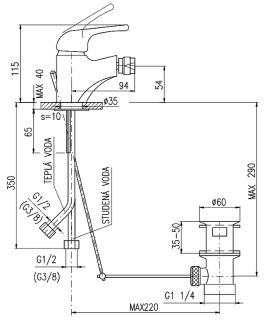 Смеситель для биде Rav Slezak Sazava ROYAL SA045.5 хром