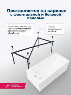 Акриловая ванна Aquanet Nord 347885 150x70 см с каркасом с боковой и фронтальной панелями