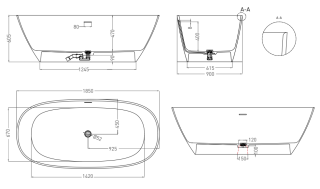 Ванна из искусственного камня Salini Sofia S-Sense 102519GRH 185x90см RAL снаружи