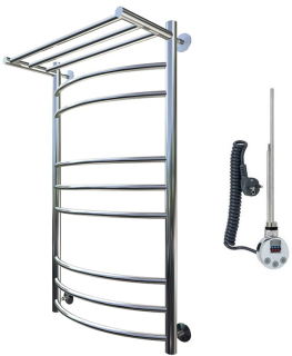 Электрический полотенцесушитель Тругор Приоритет 3 П с полкой 100x50см хром Приоритет3/элТЭН10050П